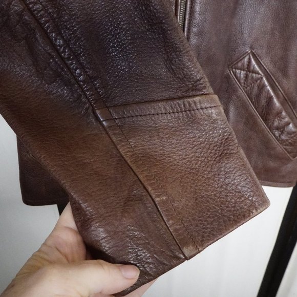 Colebrook Leather Bomber Jacket Brown M - Picture 6 of 11